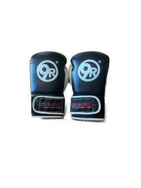 9Round 30 Min Kickbox Fitness Boxing Gloves Black White Sparing Gloves‎ EUC